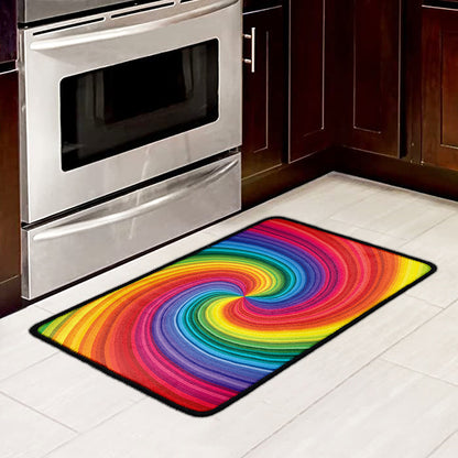 Rainbow Swirl Print Kitchen Mat