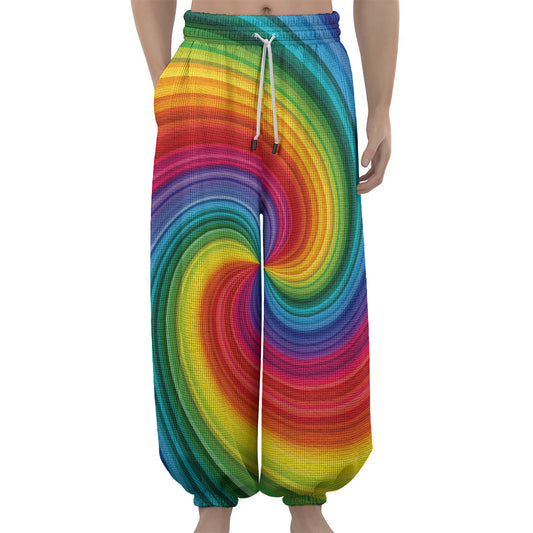 Rainbow Swirl Print Lantern Pants