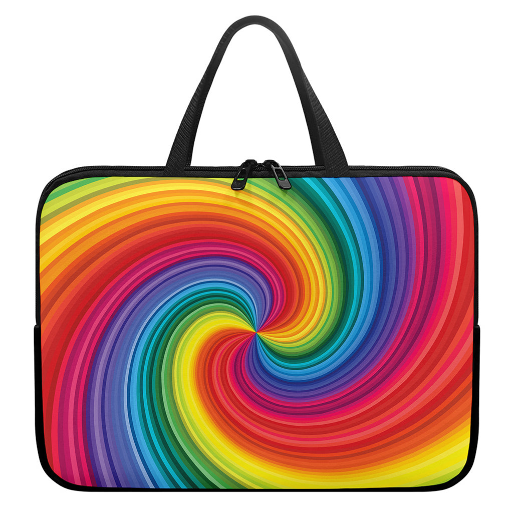 Rainbow Swirl Print Laptop Sleeve With Handle