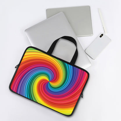 Rainbow Swirl Print Laptop Sleeve With Handle