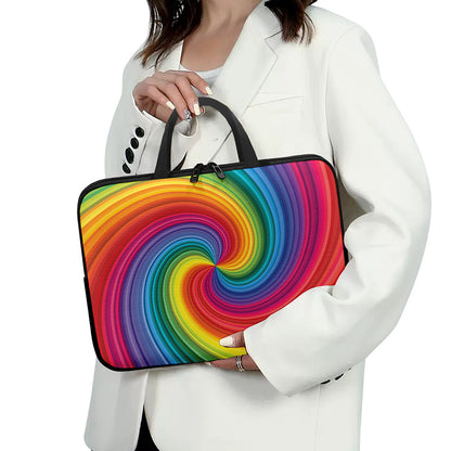 Rainbow Swirl Print Laptop Sleeve With Handle