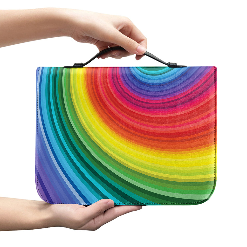Rainbow Swirl Print Leather Bible Cover