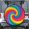 Rainbow Swirl Print Leather Spare Tire Cover