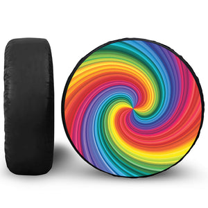 Rainbow Swirl Print Leather Spare Tire Cover