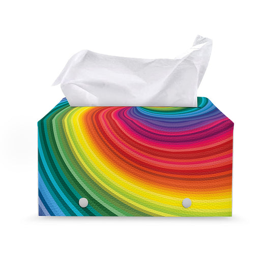 Rainbow Swirl Print Leather Tissue Box Cover