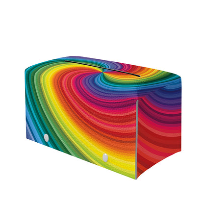 Rainbow Swirl Print Leather Tissue Box Cover