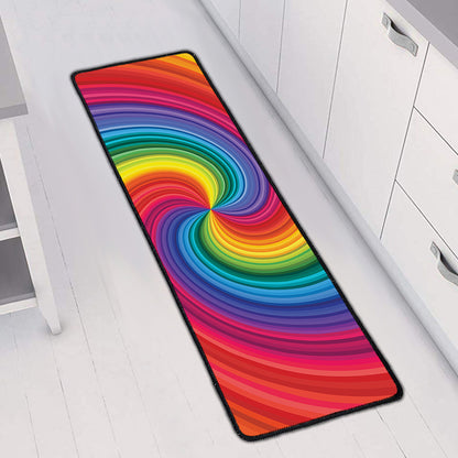 Rainbow Swirl Print Long Kitchen Mat