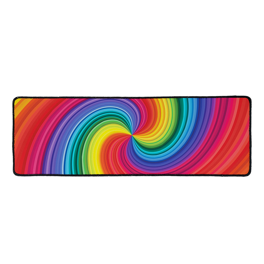 Rainbow Swirl Print Long Kitchen Mat