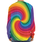 Rainbow Swirl Print Long Sleeve Baseball Jersey