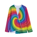 Rainbow Swirl Print Long Sleeve Short Coat