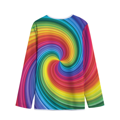 Rainbow Swirl Print Long Sleeve Short Coat