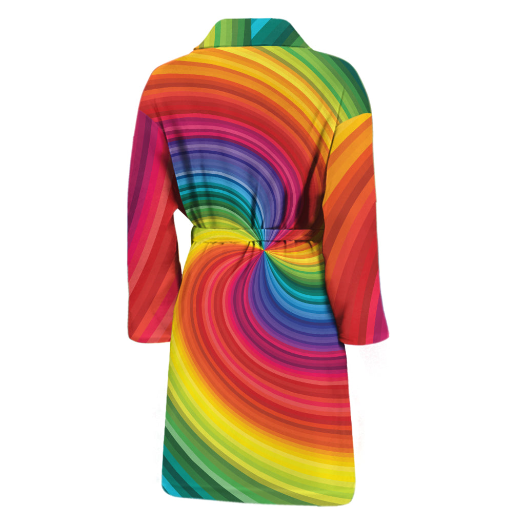 Rainbow Swirl Print Men's Bathrobe