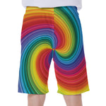 Rainbow Swirl Print Men's Beach Shorts