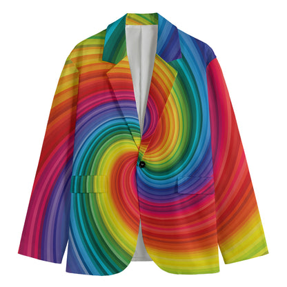 Rainbow Swirl Print Men's Blazer