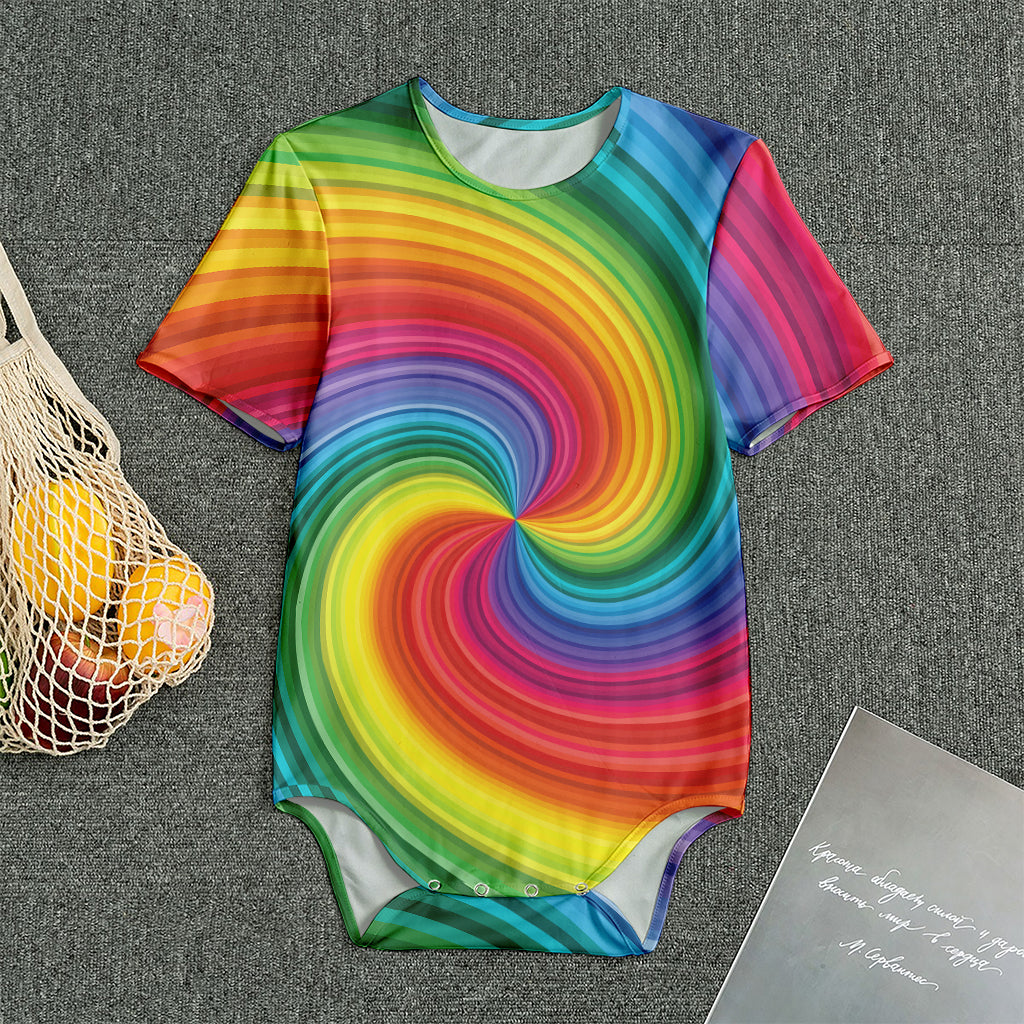 Rainbow Swirl Print Men's Bodysuit