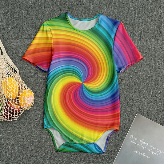 Rainbow Swirl Print Men's Bodysuit