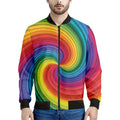 Rainbow Swirl Print Men's Bomber Jacket