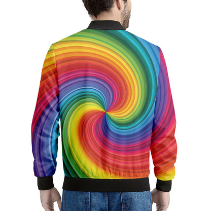 Rainbow Swirl Print Men's Bomber Jacket