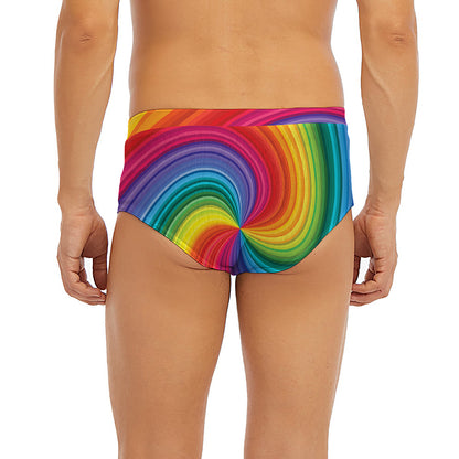 Rainbow Swirl Print Men's Briefs