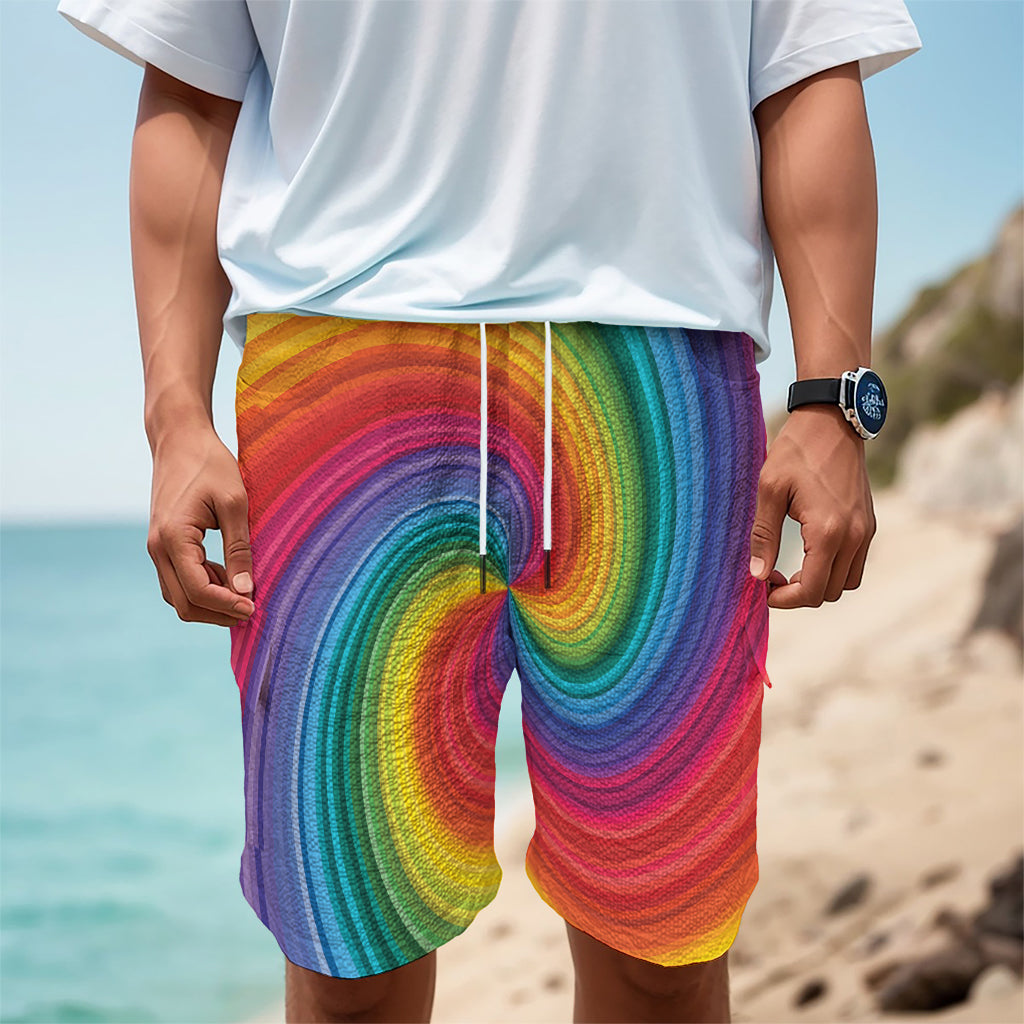 Rainbow Swirl Print Men's Cargo Shorts