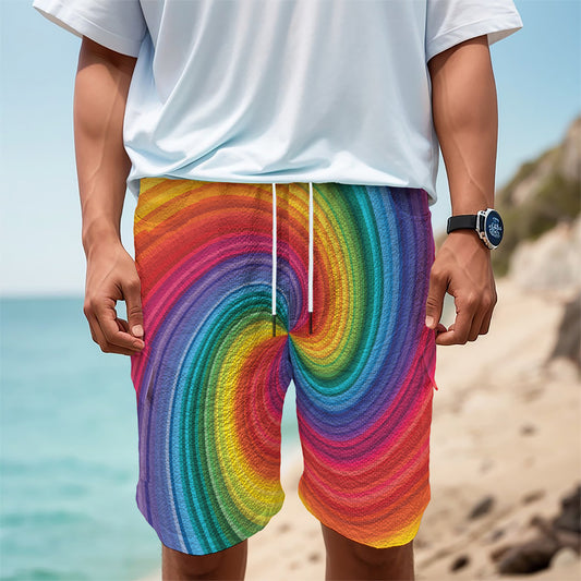 Rainbow Swirl Print Men's Cargo Shorts
