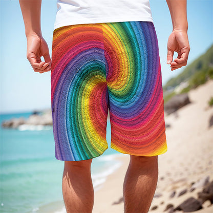 Rainbow Swirl Print Men's Cargo Shorts