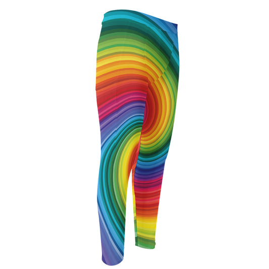 Rainbow Swirl Print Men's Compression Pants