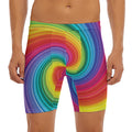 Rainbow Swirl Print Men's Long Boxer Briefs