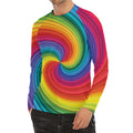 Rainbow Swirl Print Men's Long Sleeve Rash Guard