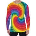 Rainbow Swirl Print Men's Long Sleeve T-Shirt