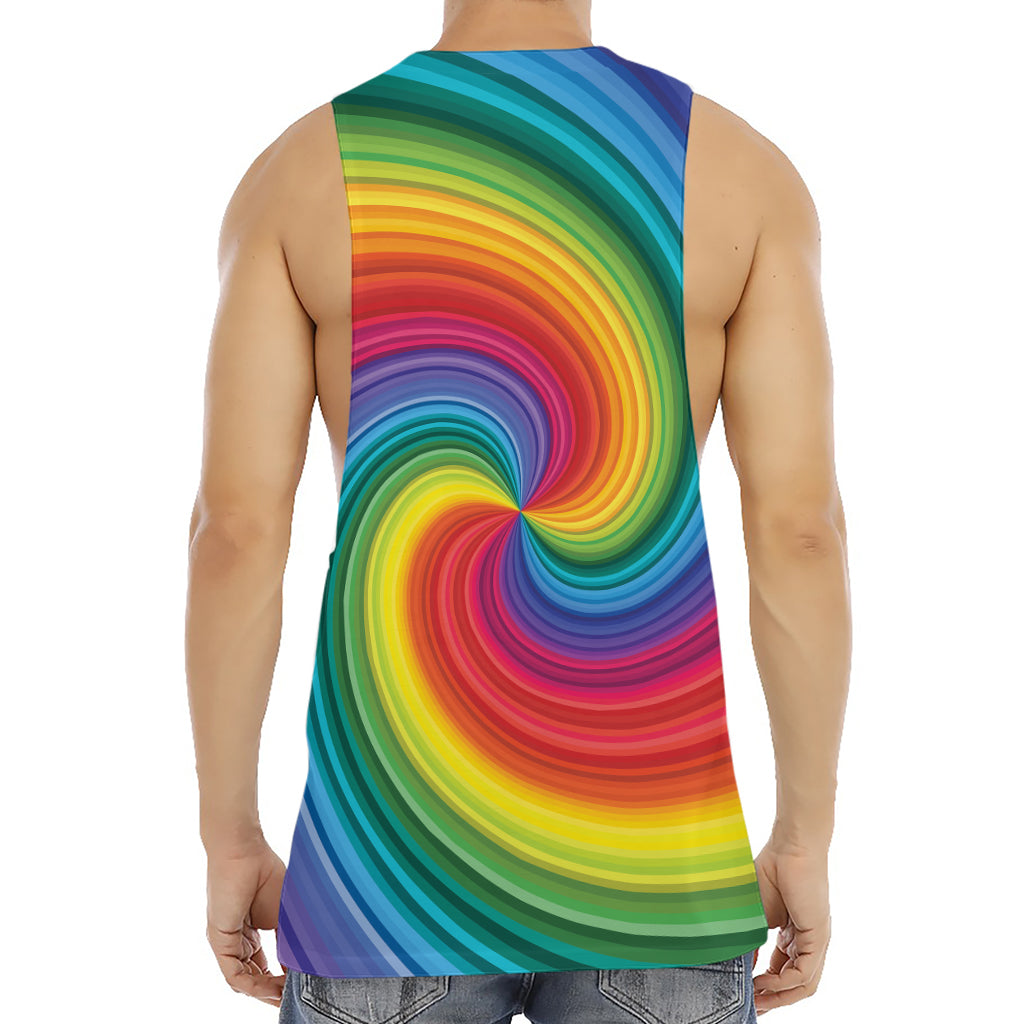 Rainbow Swirl Print Men's Muscle Tank Top