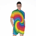 Rainbow Swirl Print Men's Romper