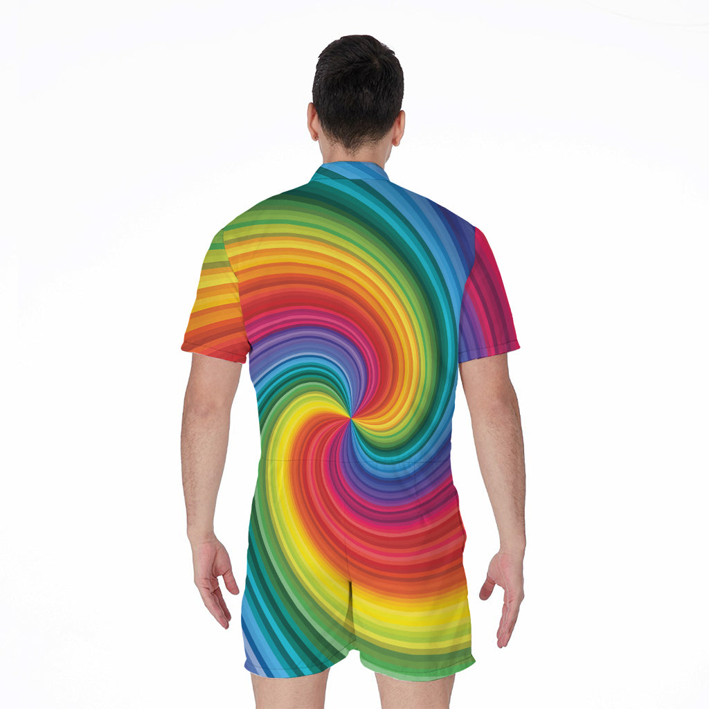Rainbow Swirl Print Men's Rompers