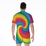 Rainbow Swirl Print Men's Rompers