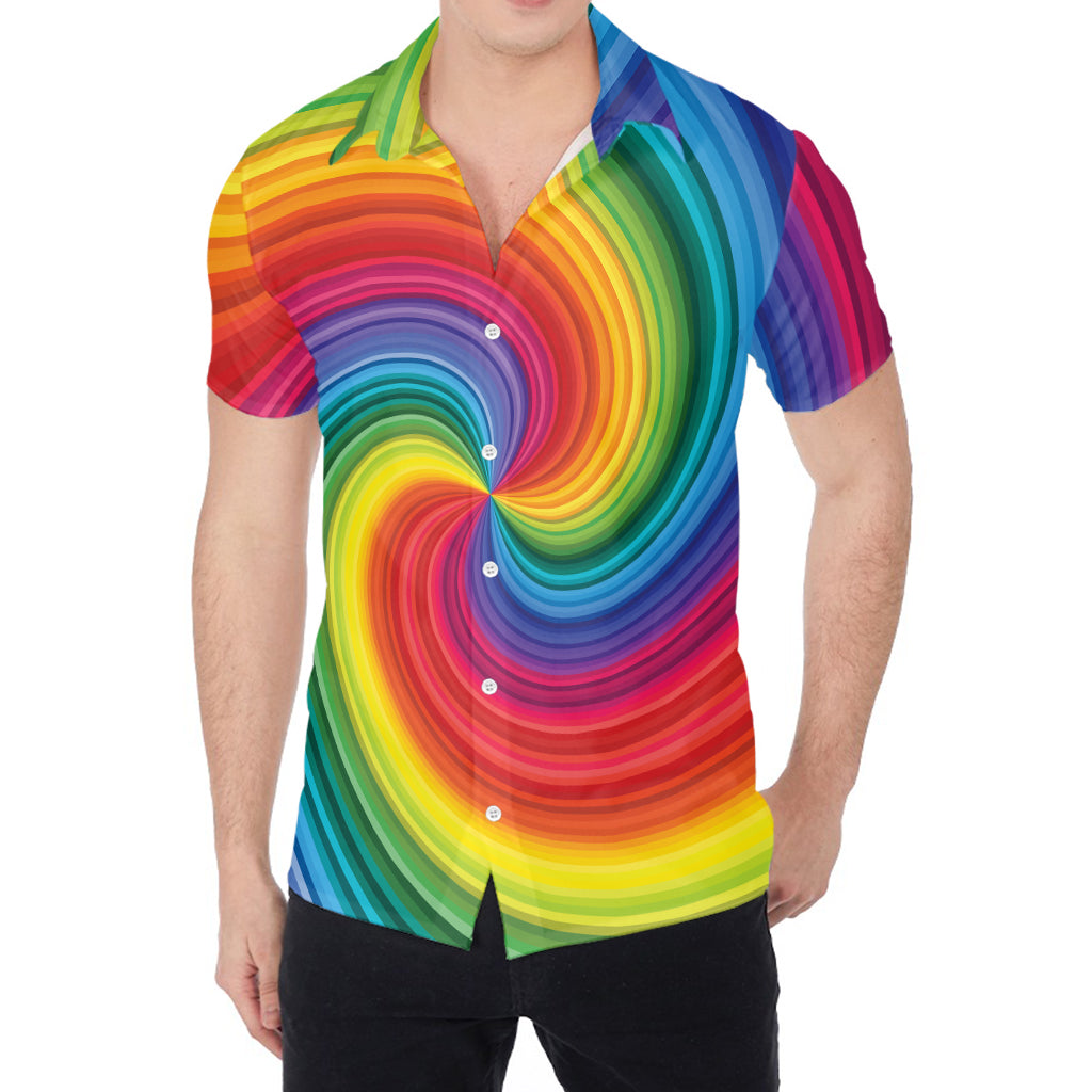 Rainbow Swirl Print Men's Shirt
