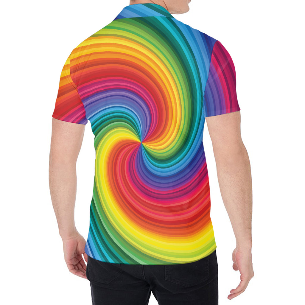 Rainbow Swirl Print Men's Shirt