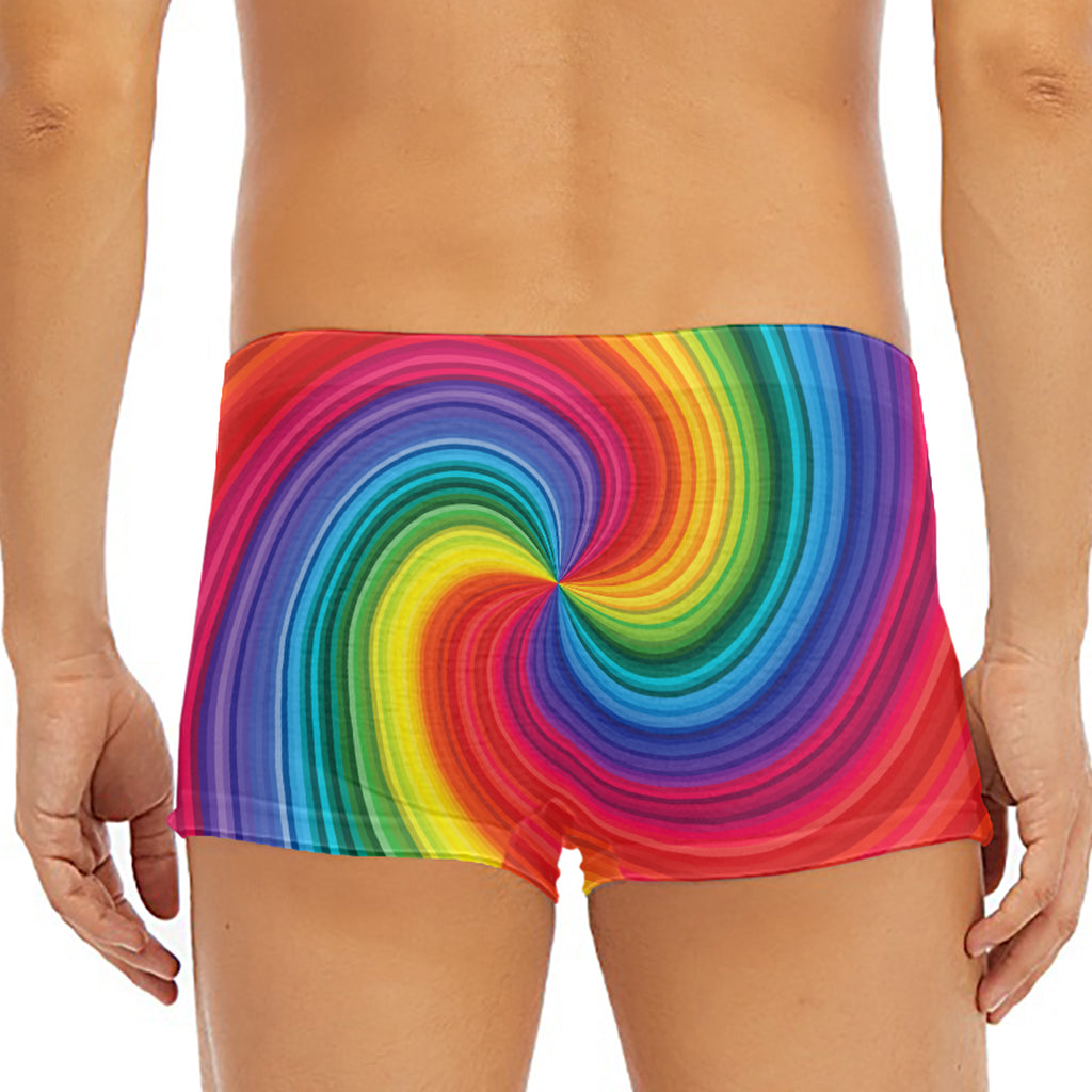 Rainbow Swirl Print Men's Short Boxer Briefs