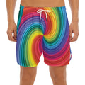 Rainbow Swirl Print Men's Split Running Shorts