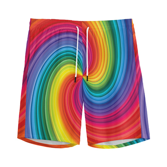 Rainbow Swirl Print Men's Sports Shorts