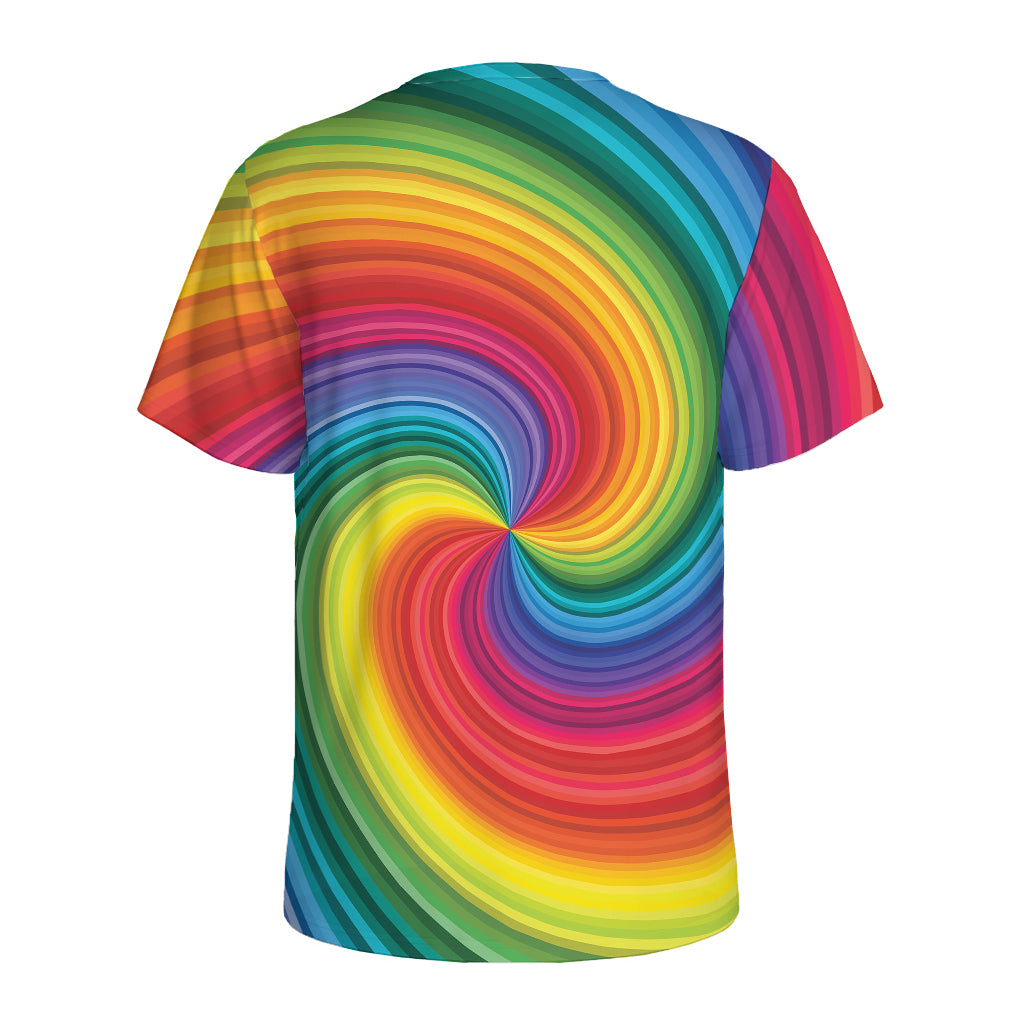 Rainbow Swirl Print Men's Sports T-Shirt