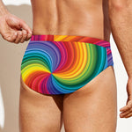 Rainbow Swirl Print Men's Swim Briefs