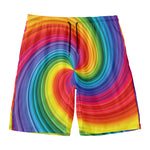 Rainbow Swirl Print Men's Swim Trunks