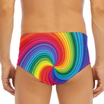 Rainbow Swirl Print Men's Triangle Swim Briefs