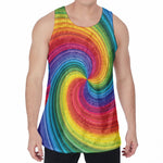 Rainbow Swirl Print Men's Velvet Tank Top