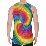 Rainbow Swirl Print Men's Velvet Tank Top
