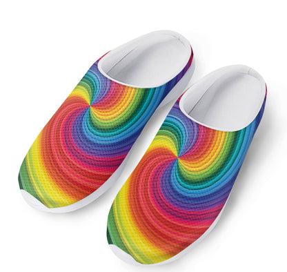 Rainbow Swirl Print Mesh Casual Shoes