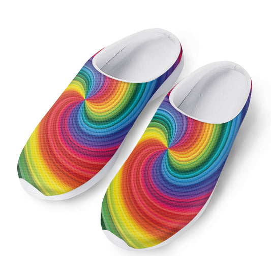 Rainbow Swirl Print Mesh Casual Shoes