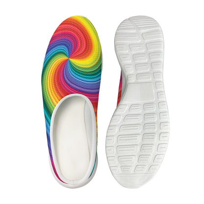 Rainbow Swirl Print Mesh Casual Shoes