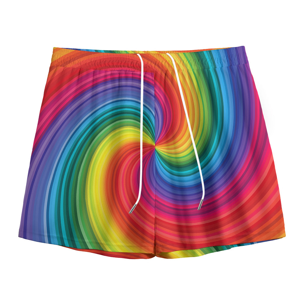 Rainbow Swirl Print Mesh Shorts