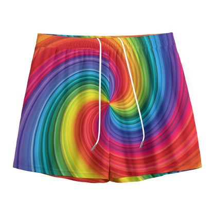 Rainbow Swirl Print Mesh Shorts